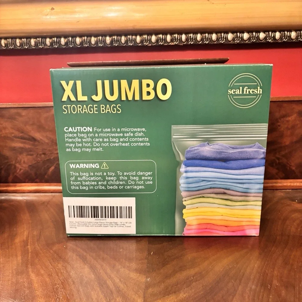 Seal‎ Fresh XL Jumbo Storage Bags 3 Gallon Zip N Seal 30 Count Extra Thick New